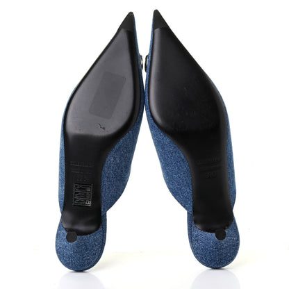 Balenciaga Japanese Vintage Denim BB Knife Pointed Toe 40mm Mules 38.5 Light Blue 6 of 12