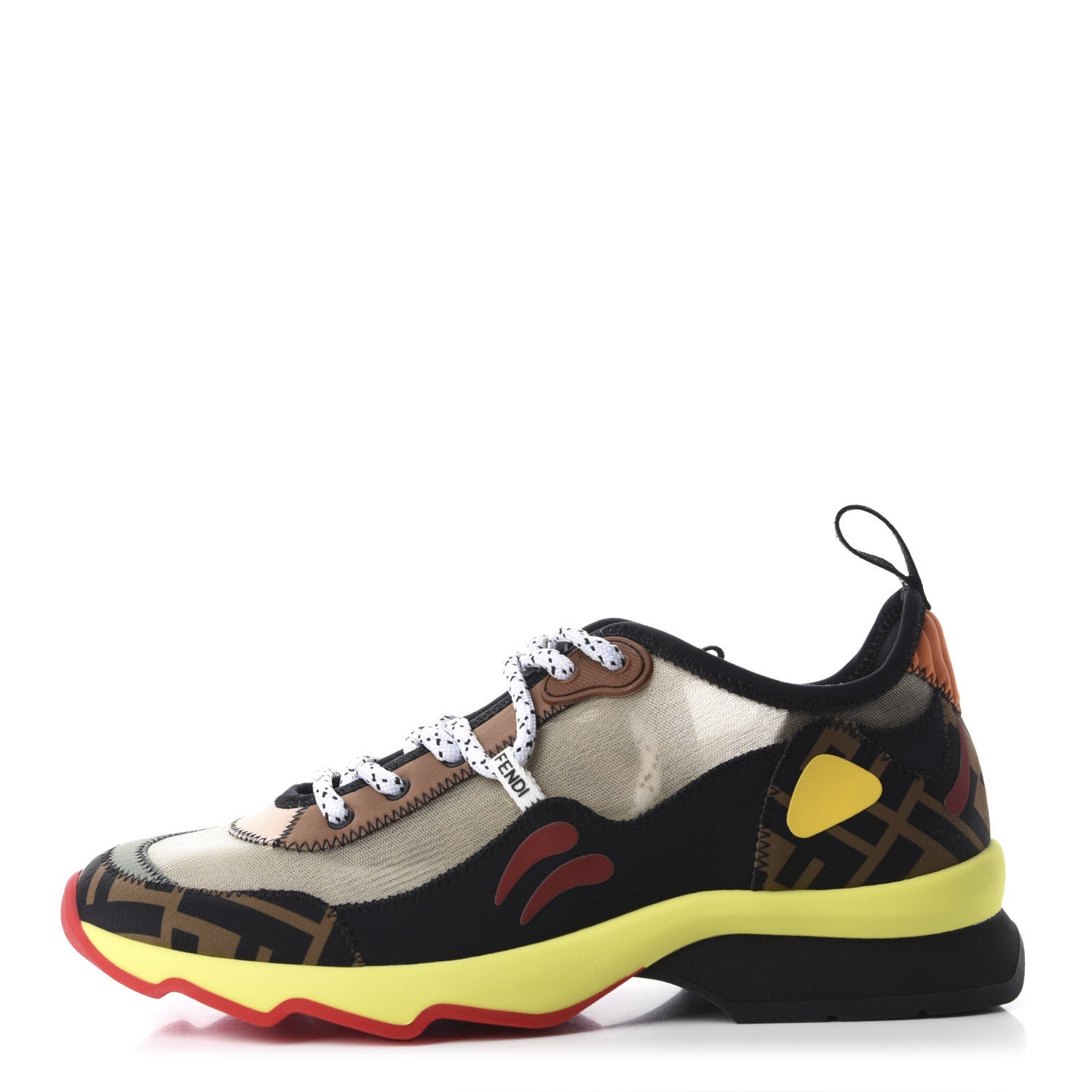 Fendi Technical Mesh Lycra FFreedom Patchwork Sneakers 37.5 Nude Tobacco Black 1 of 10