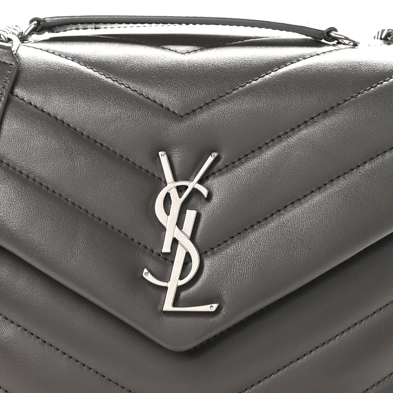 Saint Laurent Calfskin Y Quilted Monogram Small Loulou Chain Satchel Earth 9 of 11
