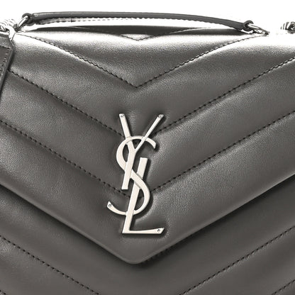 Saint Laurent Calfskin Y Quilted Monogram Small Loulou Chain Satchel Earth 9 of 11