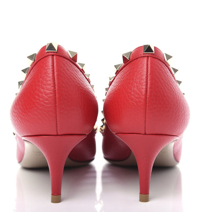 Valentino Garavani Pebbled Calfskin Rockstud 50mm Pumps 39 Rouge Pur 7 of 11