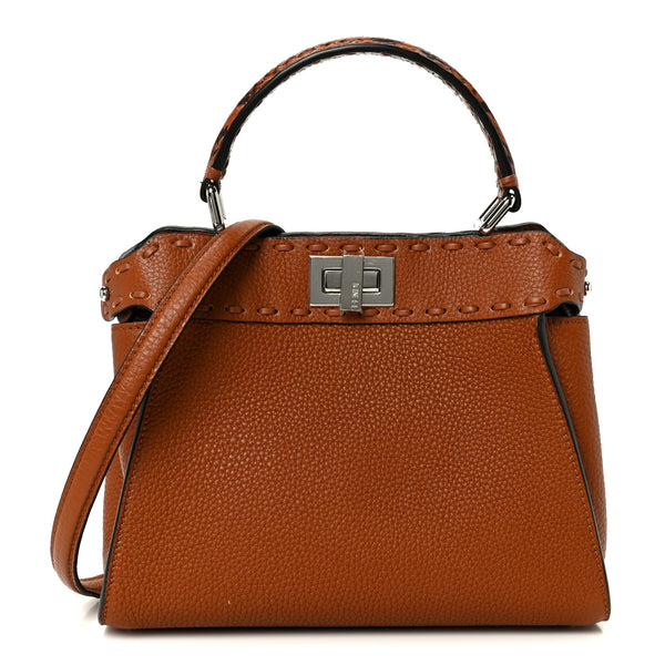 Fendi Cuoio Romano Snakeskin Selleria Mini Peekaboo Iconic Satchel