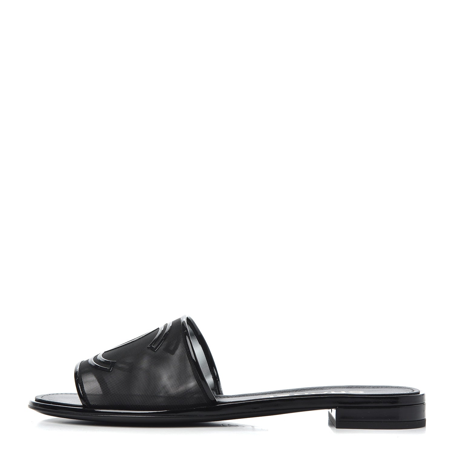 Chanel Mesh Patent Calfskin CC Mules 39 Black 1 of 8
