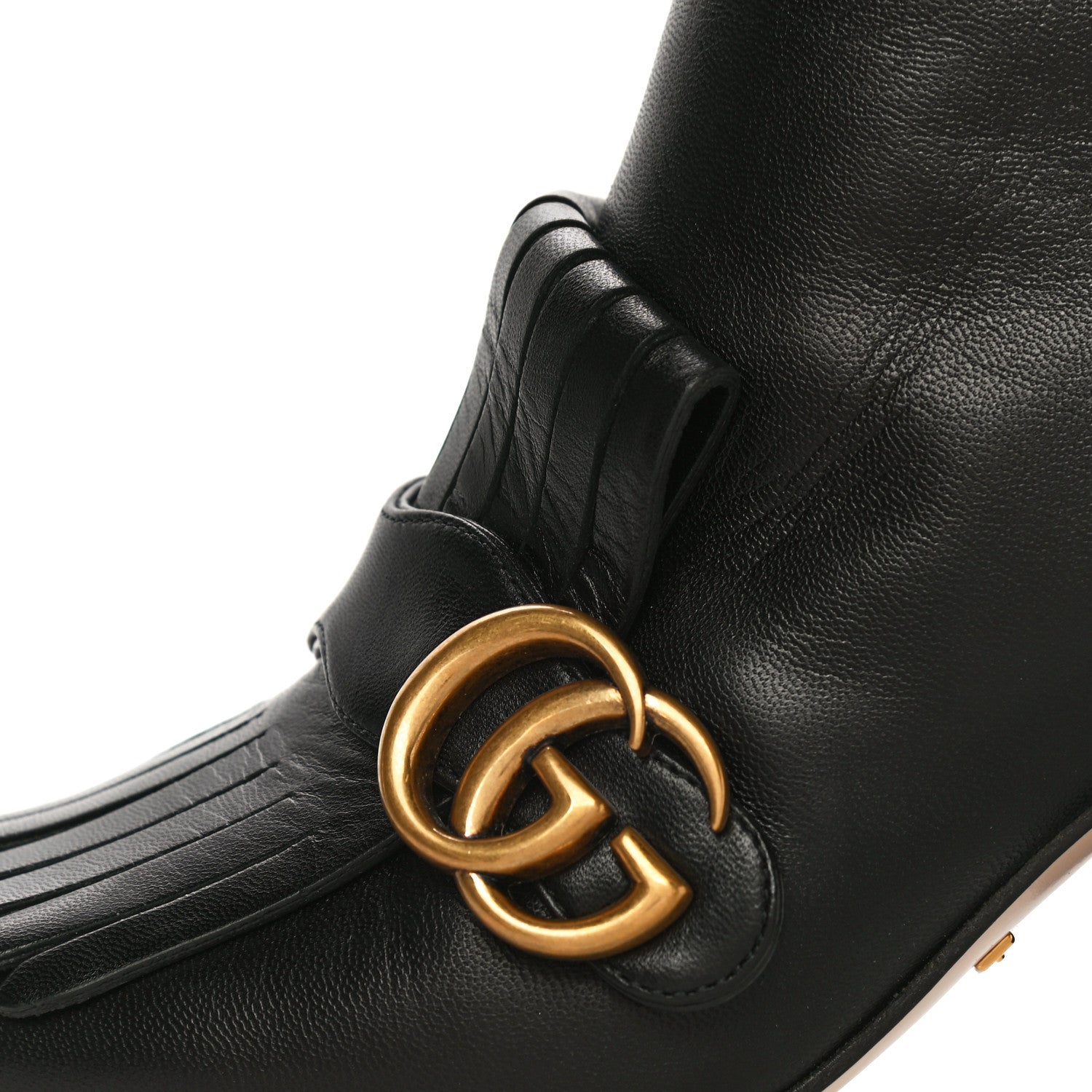 Gucci Malaga Kid GG Marmont Fringe 75mm Ankle Boots 36.5 Black 2 of 23