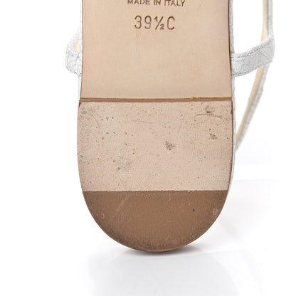 Chanel Crackled Lambskin Camellia Thong Sandals 39.5 White 9 of 11
