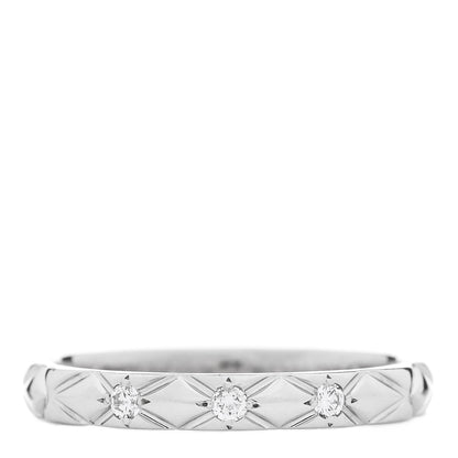 Chanel Platinum Diamond Small Matelasse Ring 48 4.5 1 of 6