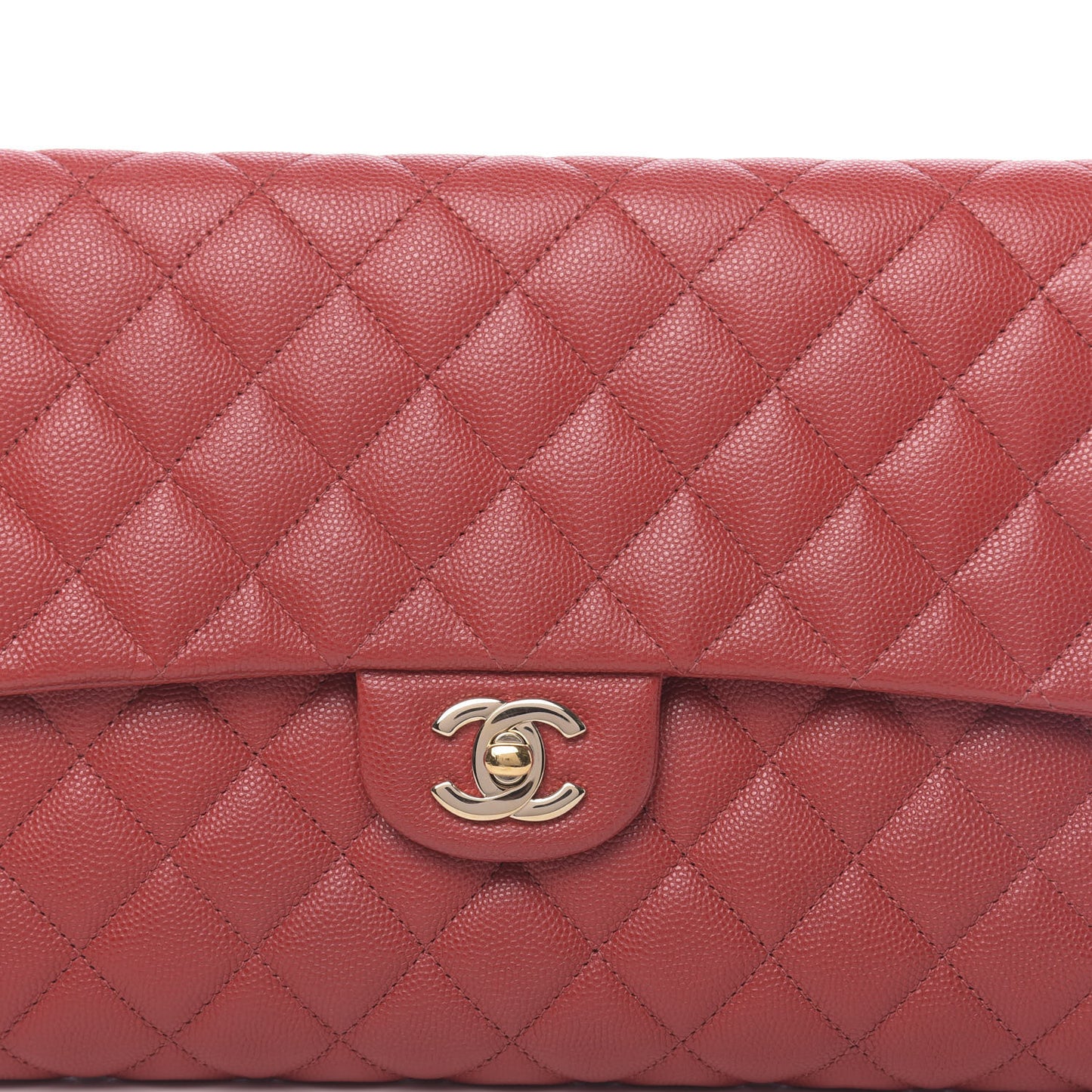 Caviar Quilted Flap Clutch Red