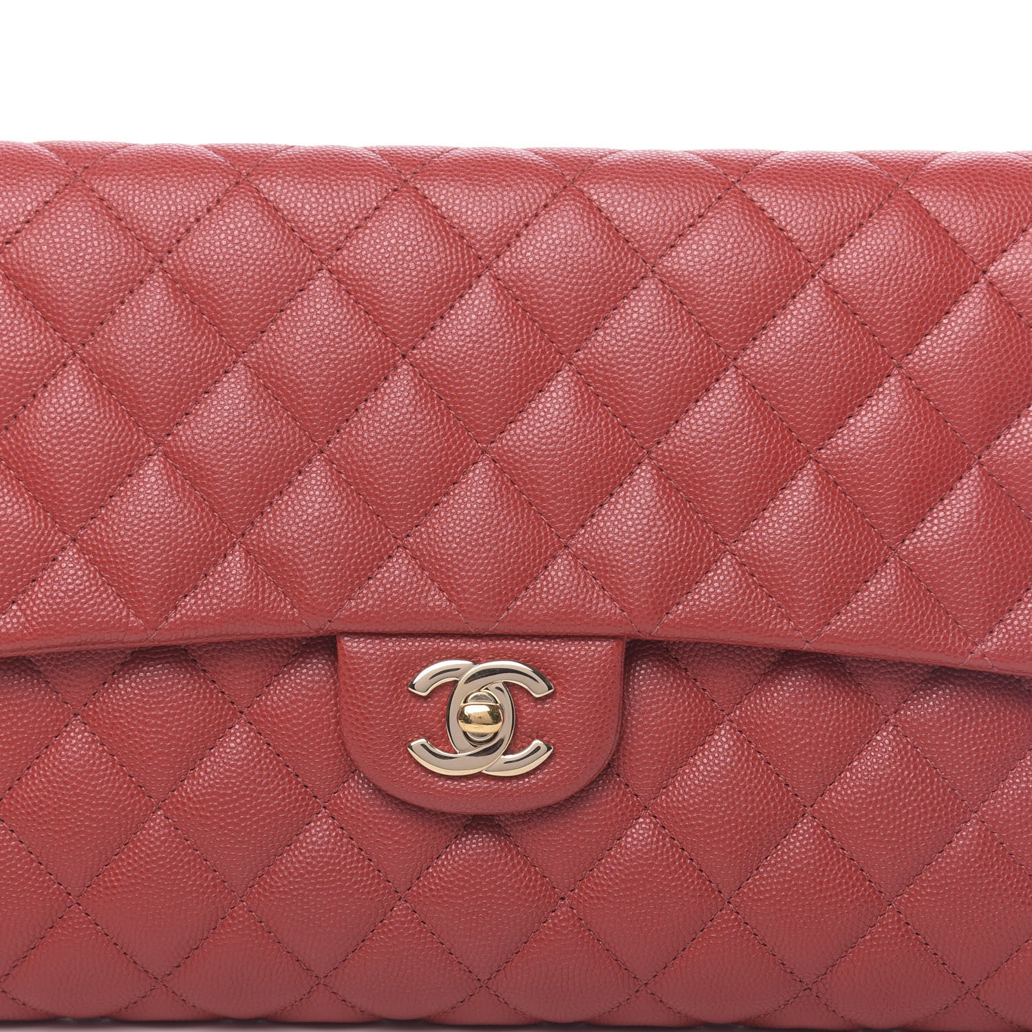 Chanel Caviar Quilted Flap Clutch Red 10 of 10