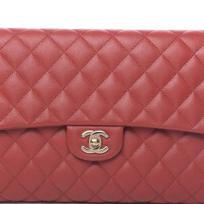 Chanel Caviar Quilted Flap Clutch Red 10 of 10