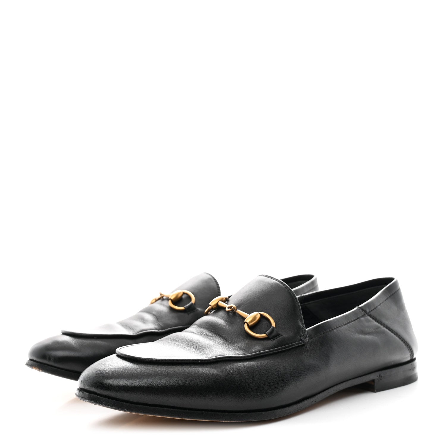 Gucci Lambskin Womens Brixton Horsebit Loafers 37.5 Black 4 of 9