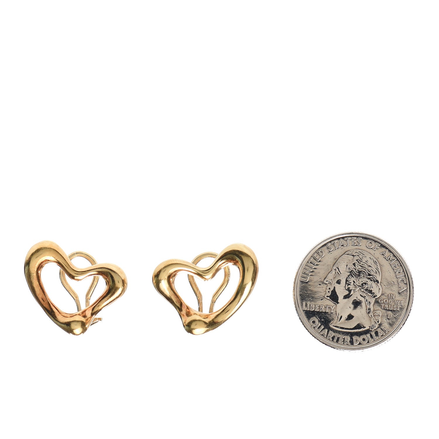 Tiffany 18K Yellow Gold 21mm Elsa Peretti Open Heart Clip-On Earrings 2 of 4