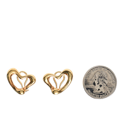 Tiffany 18K Yellow Gold 21mm Elsa Peretti Open Heart Clip-On Earrings 2 of 4