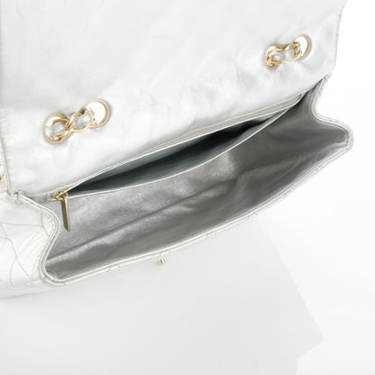 Chanel Metallic Lambskin Quilted Jumbo Single Flap Silver 5 of 7