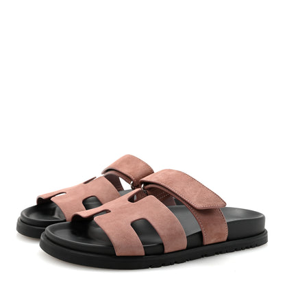 Hermes Suede Goatskin Womens Chypre Sandals 36.5 Rose Antique 4 of 10