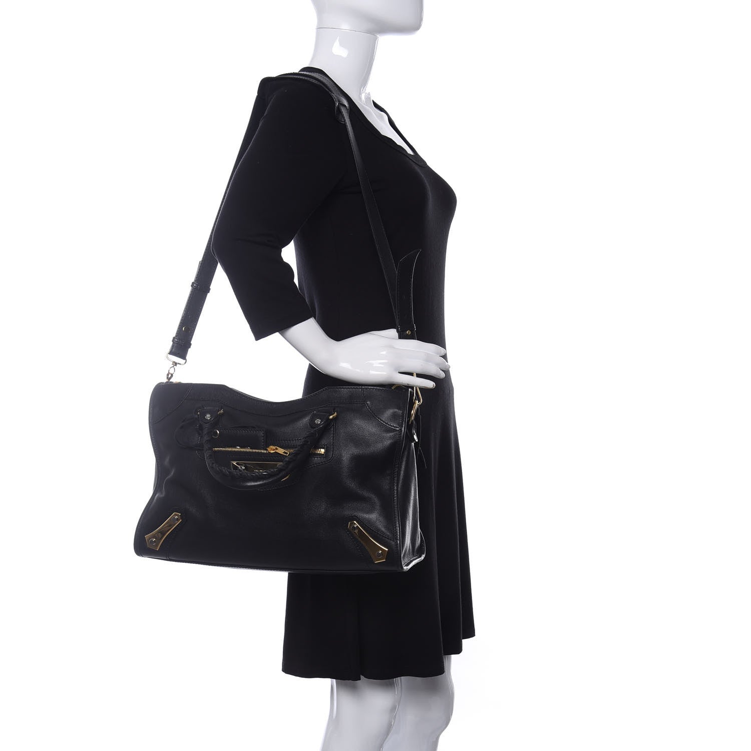 Balenciaga Veau Amp Plate Gold Hardware City Black 2 of 10