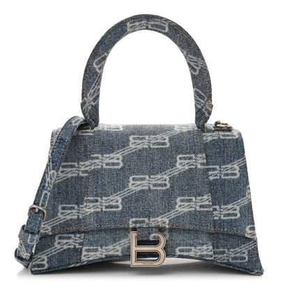 Balenciaga Denim BB Monogram Small Hourglass Top Handle Bag Blue 1 of 13
