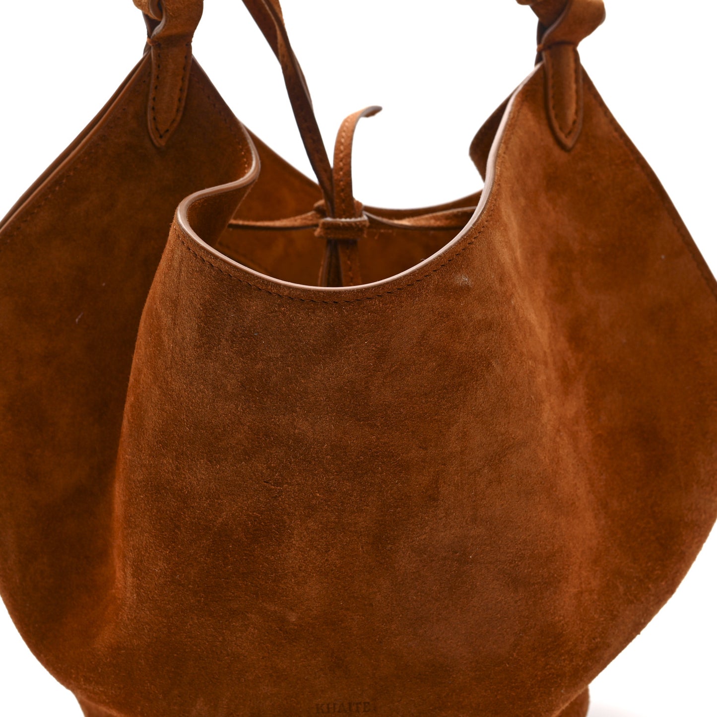 Suede Calfskin Mini Lotus Tote Caramel