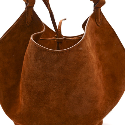 Khaite Suede Calfskin Mini Lotus Tote Caramel 7 of 9