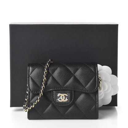 Chanel Caviar Quilted Flap Card Holder On Chain Black 11 of 11