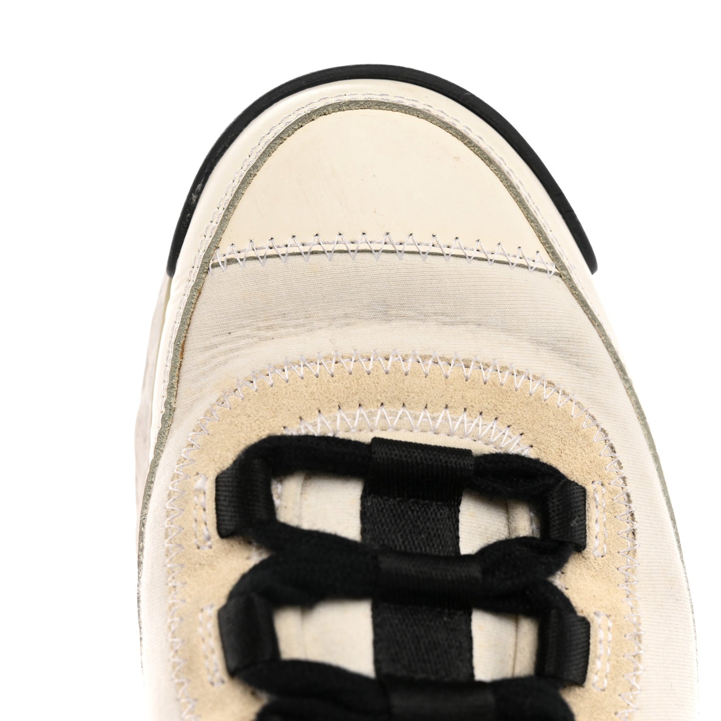 Velvet Calfskin Mixed Fibers CC Sneakers 36 Ivory Black