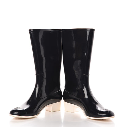 Chanel Rubber Camellia Rain Boots 38 Black 7 of 12