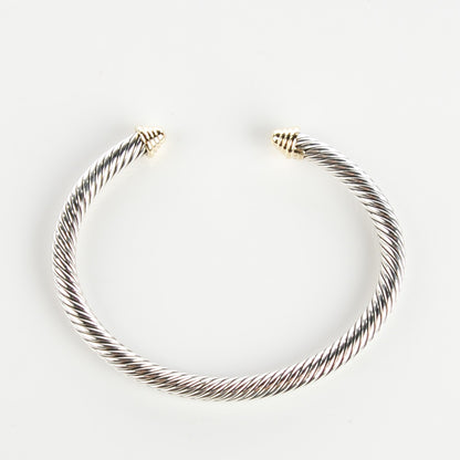 David Yurman Sterling Silver 14K Yellow Gold 5mm Cable Classics Bracelet 6 of 6