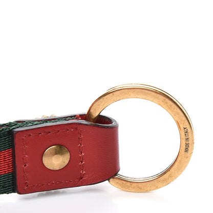 Gucci Web Nylon Pearl Heart Key Ring Red 3 of 3