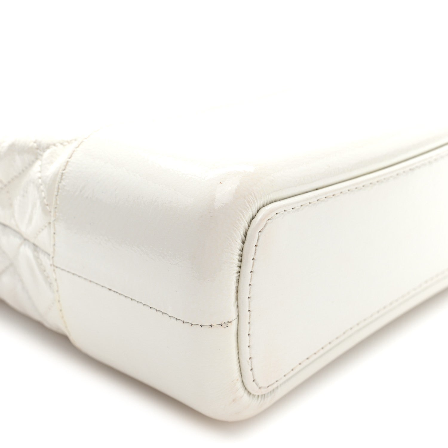 Chanel Patent Goatskin Quilted Medium Gabrielle Hobo White 9 of 11