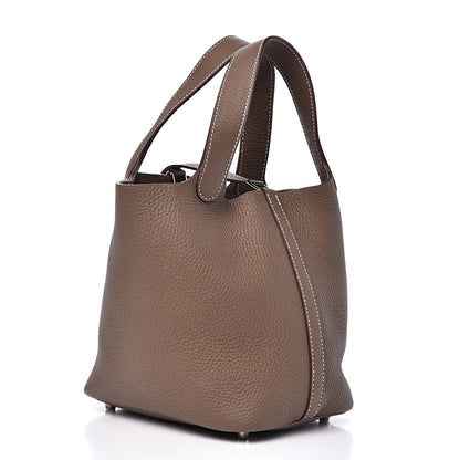 Hermes Taurillon Clemence Picotin Lock 18 PM Etoupe 2 of 10