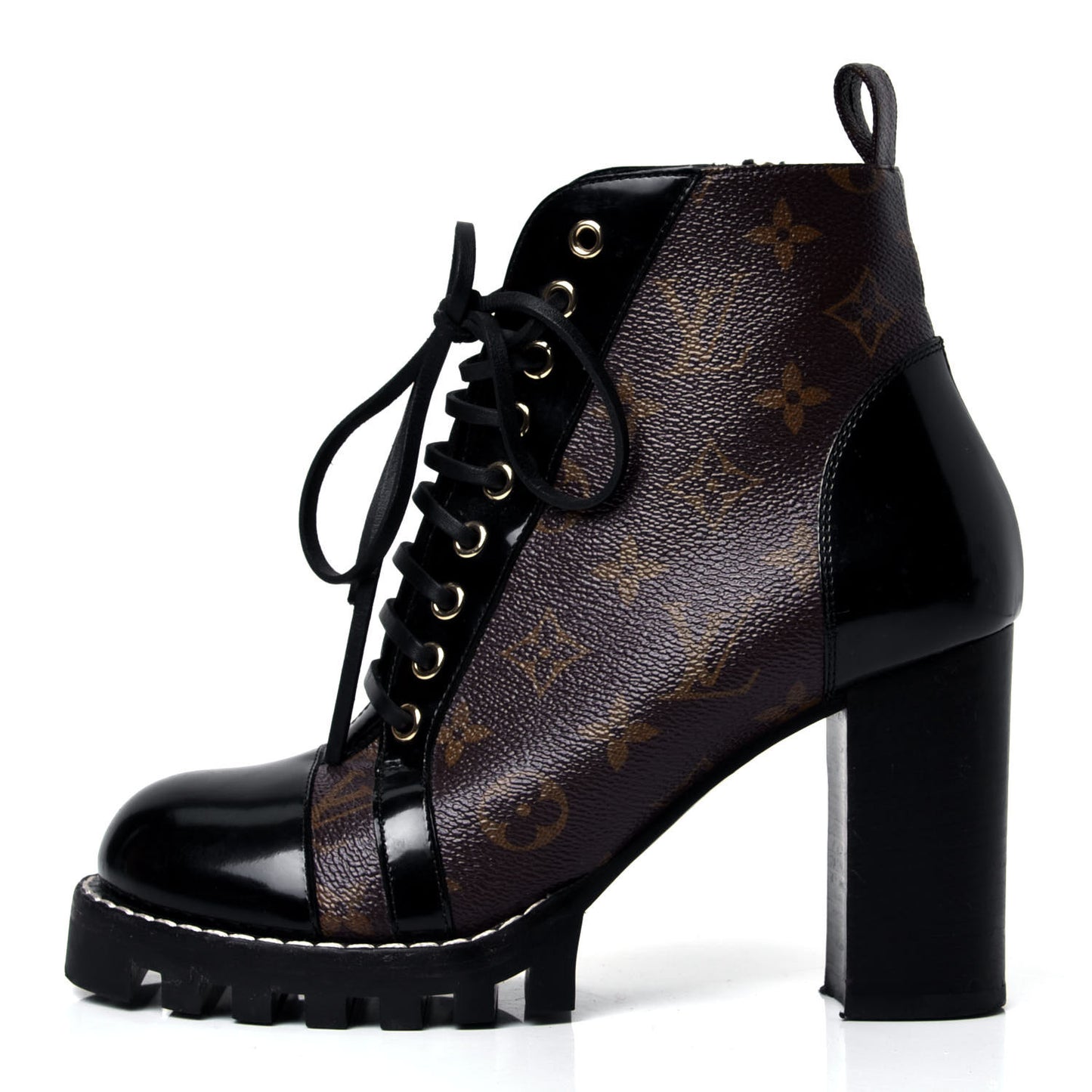 Patent Calfskin Monogram Star Trail Ankle Boots 38.5 Black