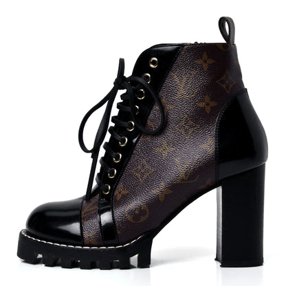 Louis Vuitton Patent Calfskin Monogram Star Trail Ankle Boots 38.5 Black 1 of 5