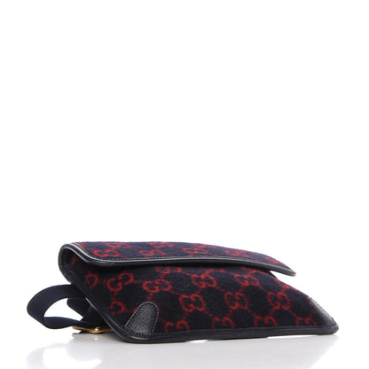 Gucci Covered Wool GG Monogram Slim Belt Bag Navy Red 4 of 10