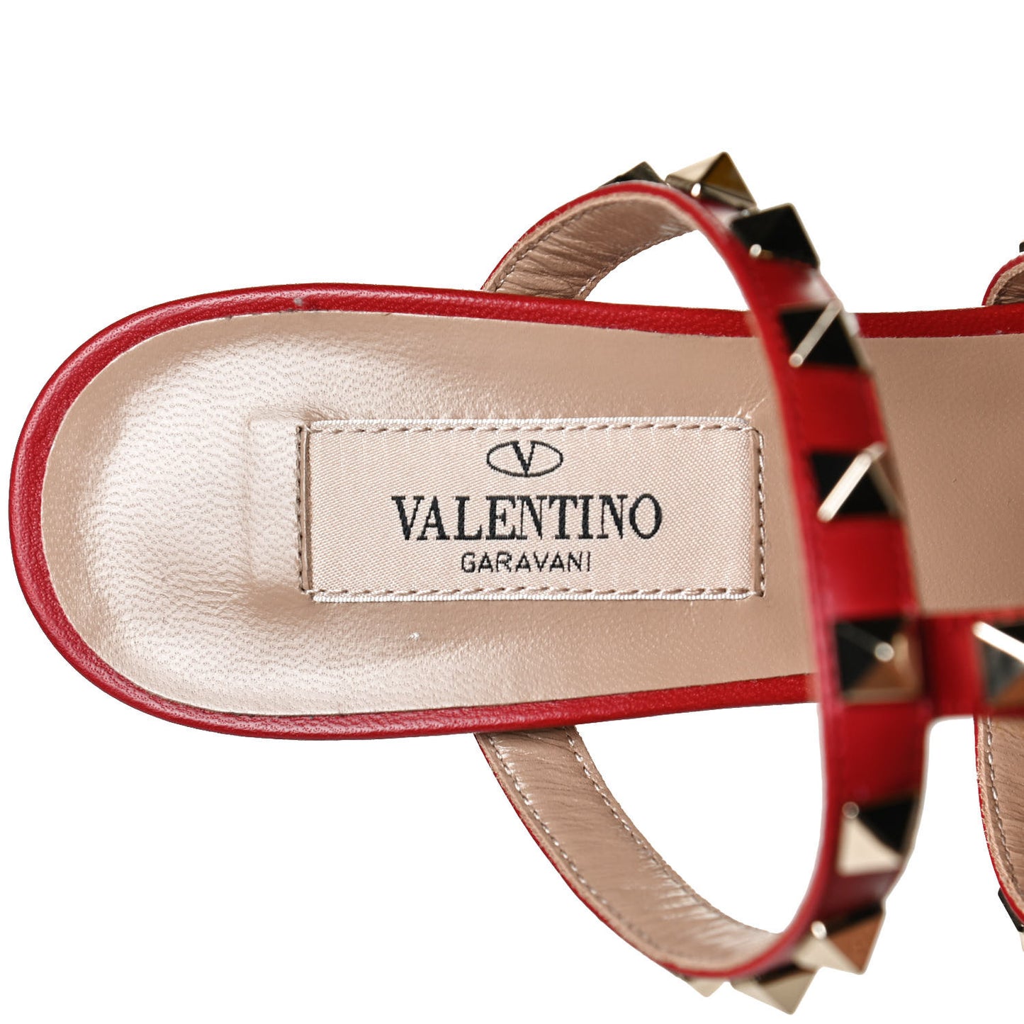Calfskin Rockstud 60mm Caged Slide Sandals 36 Rosso Valentino