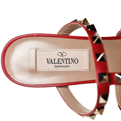 Valentino Garavani Calfskin Rockstud 60mm Caged Slide Sandals 36 Rosso Valentino 9 of 13