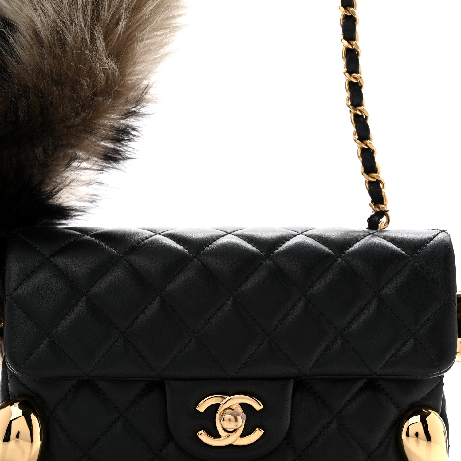 Chanel Lambskin Shearling Quilted Mini Squirrel Flap Black 8 of 13