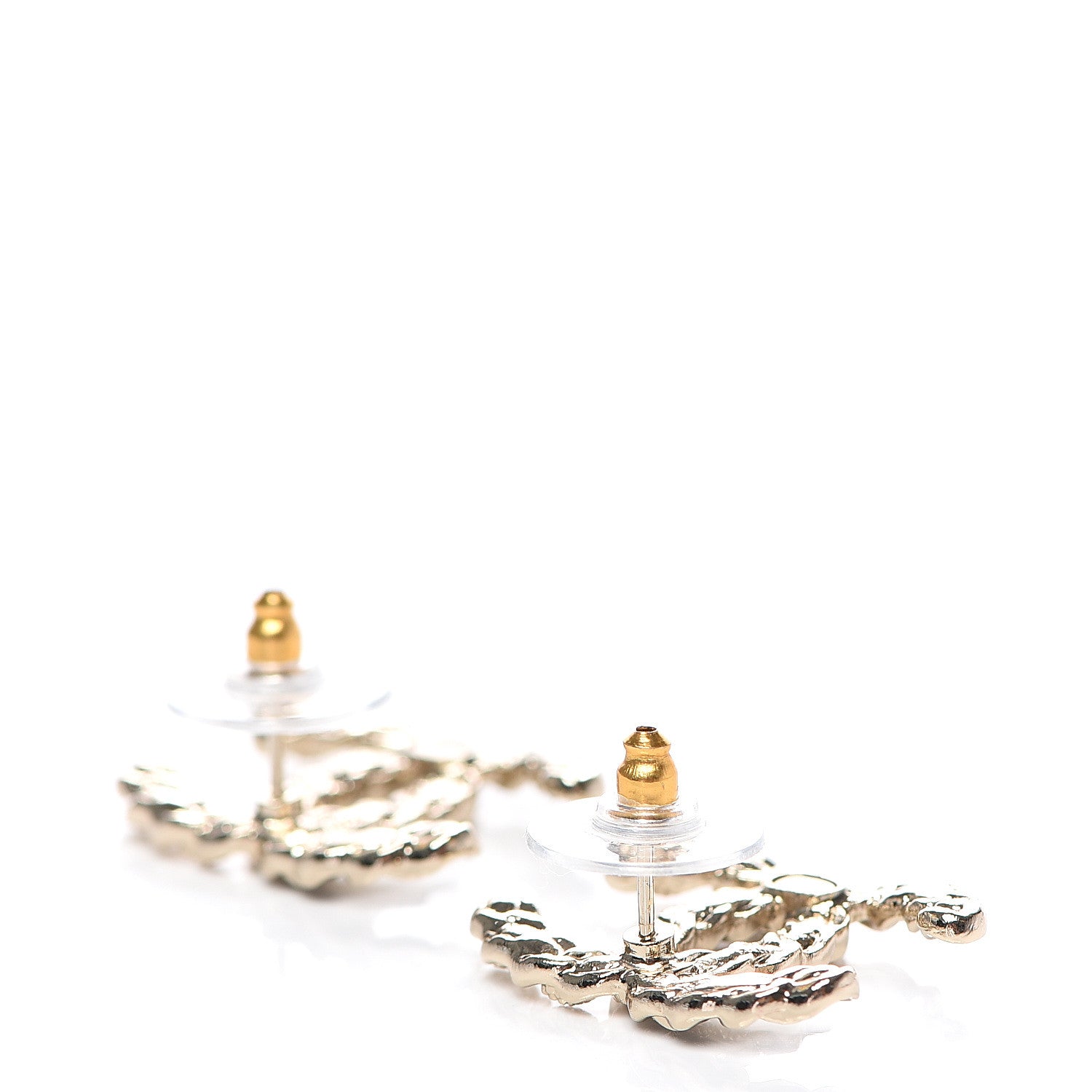 Chanel Enamel Metal Chain French New Wave CC Earrings Black Gold 3 of 5