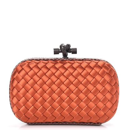 Bottega Veneta Satin Intreccio Impero Ayers Knot Clutch Orange 1 of 6