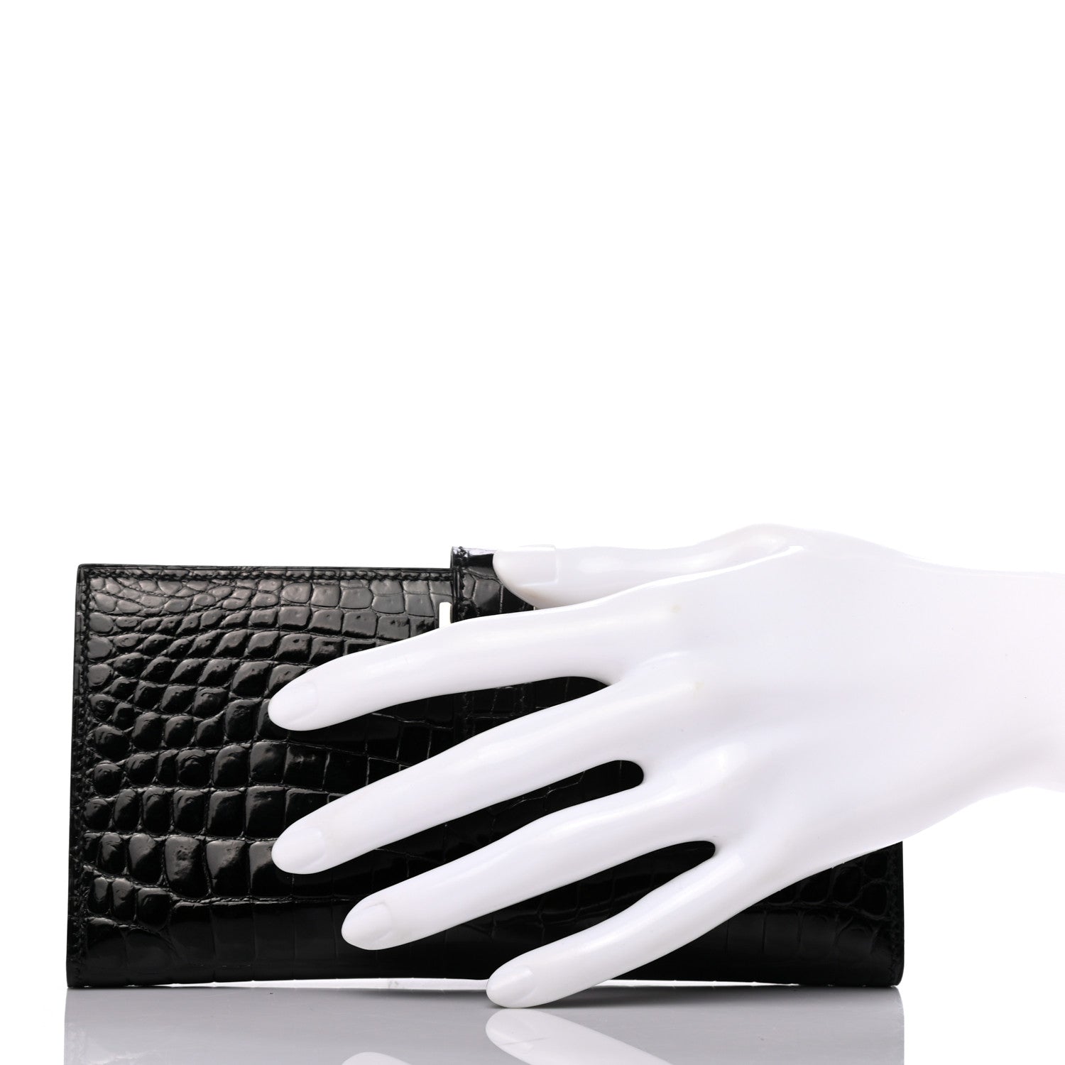 Hermes Shiny Niloticus Crocodile Bearn Wallet Black 2 of 7
