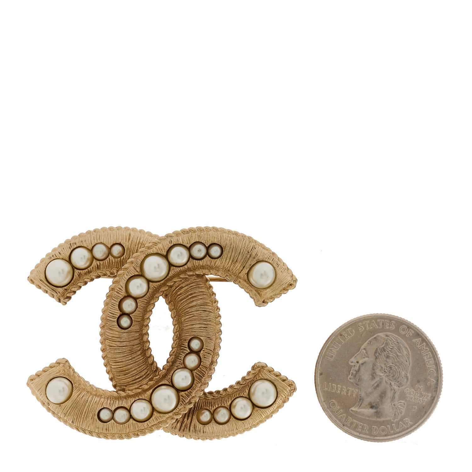 Chanel Pearl CC Brooch Gold 2 of 4