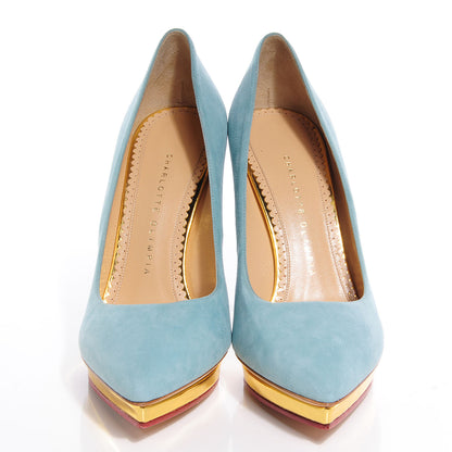 FASHIONPHILE CHARLOTTEOLYMPIASuedeDebbieHeart-PlatformPumpSkyBlue39 2 of 8