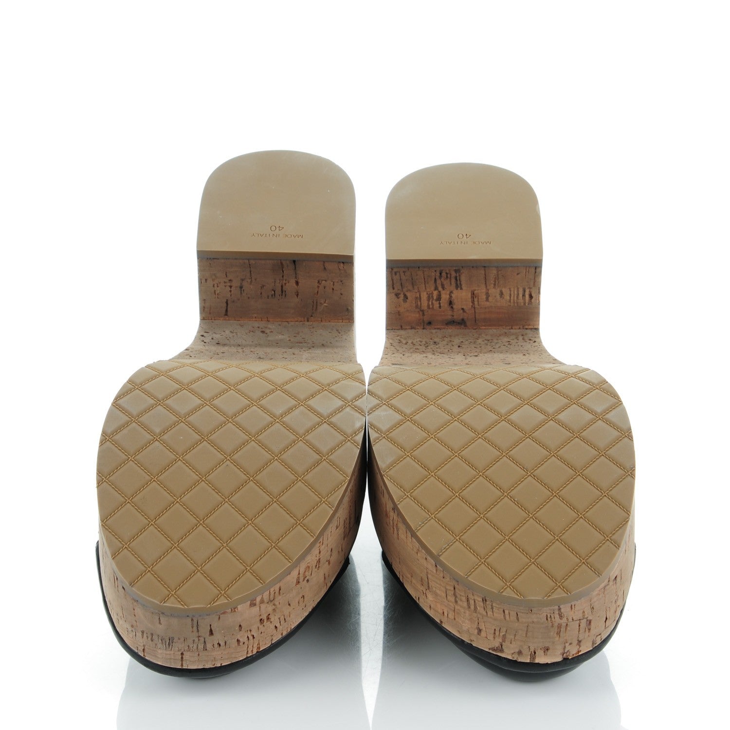 Chanel Glazed Calfskin Cork Cap Toe Platform Mules 40 Brown Black 5 of 9