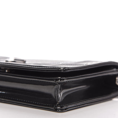 Christian Dior Metallic Patent Micro-Cannage Diorama Wallet on Chain Pouch Onyx Black 7 of 9