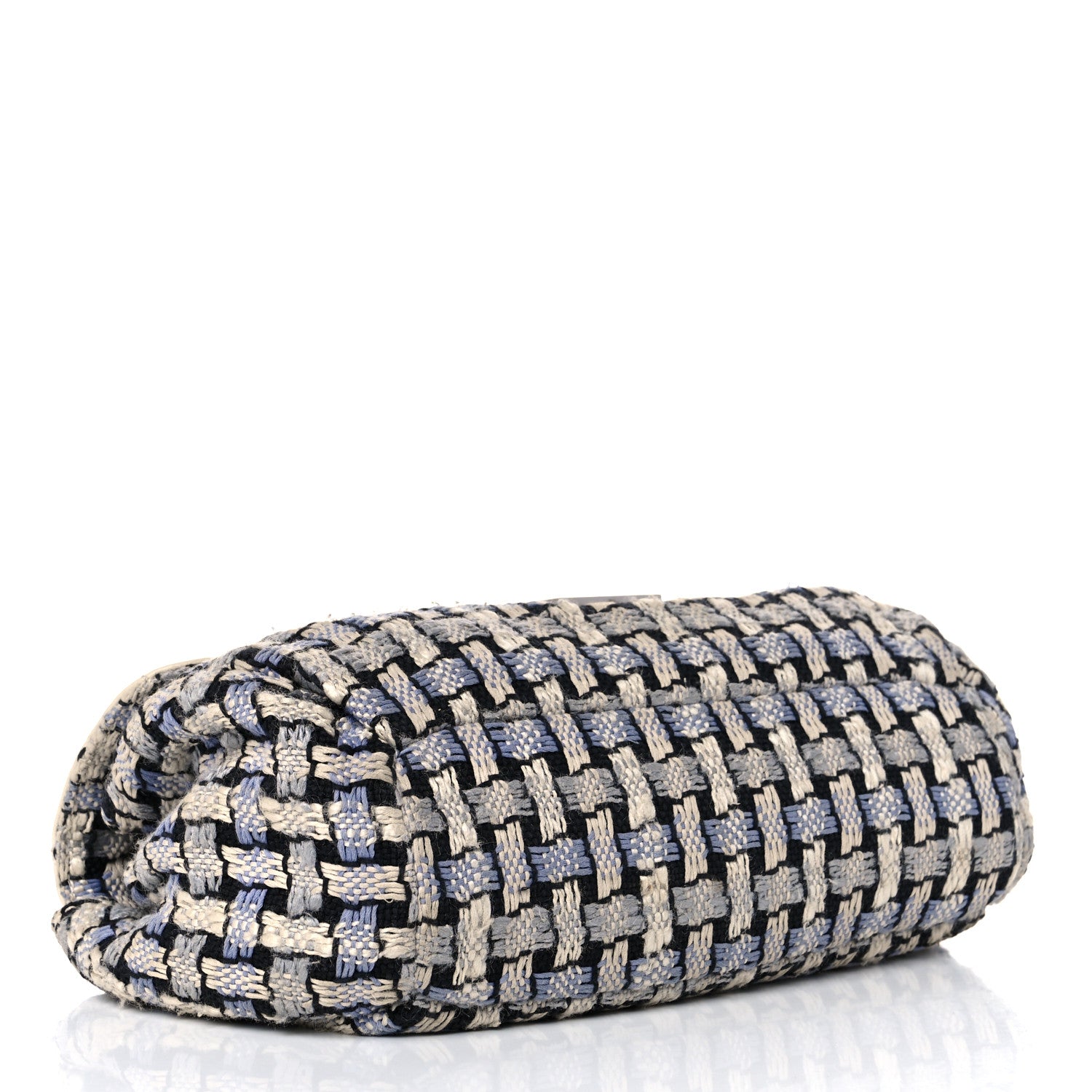 Chanel Tweed Calfskin Woven Single Flap Blue 4 of 19