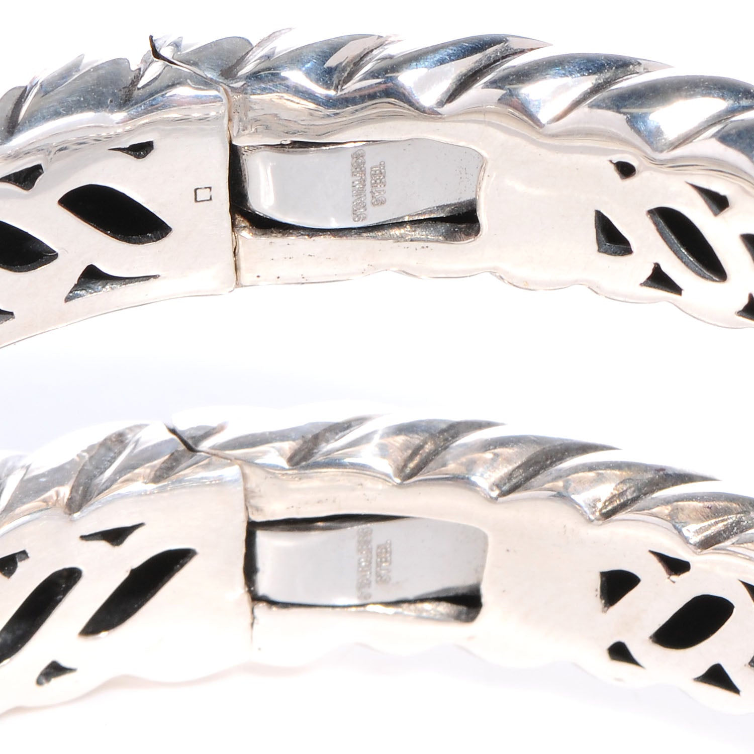 David Yurman Sterling Silver Pave Diamonds Crossover Cuff 5 of 6