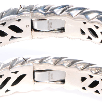 David Yurman Sterling Silver Pave Diamonds Crossover Cuff 5 of 6