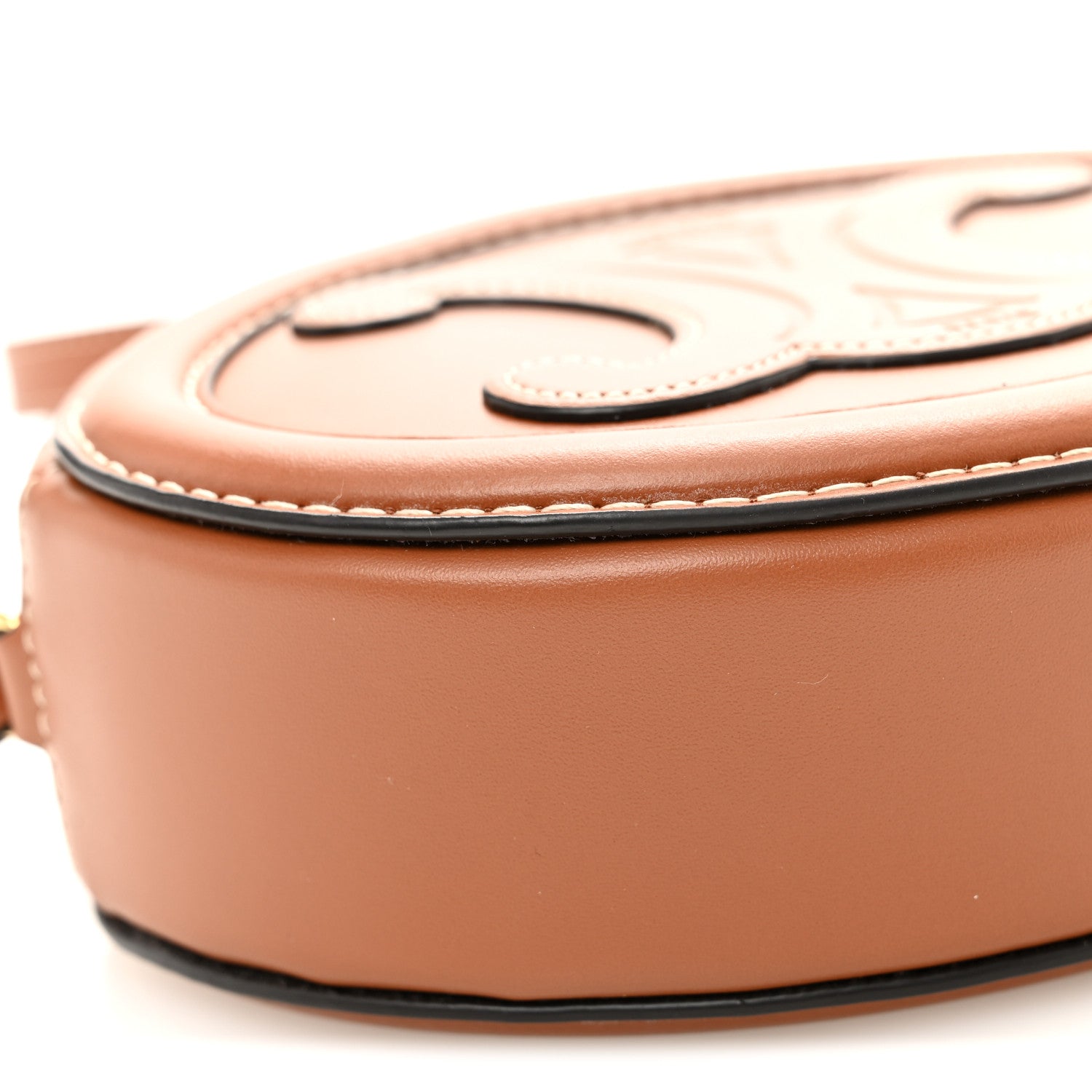 Celine Smooth Calfskin Cuir Small Triomphe Oval Crossbody Purse Tan 8 of 9