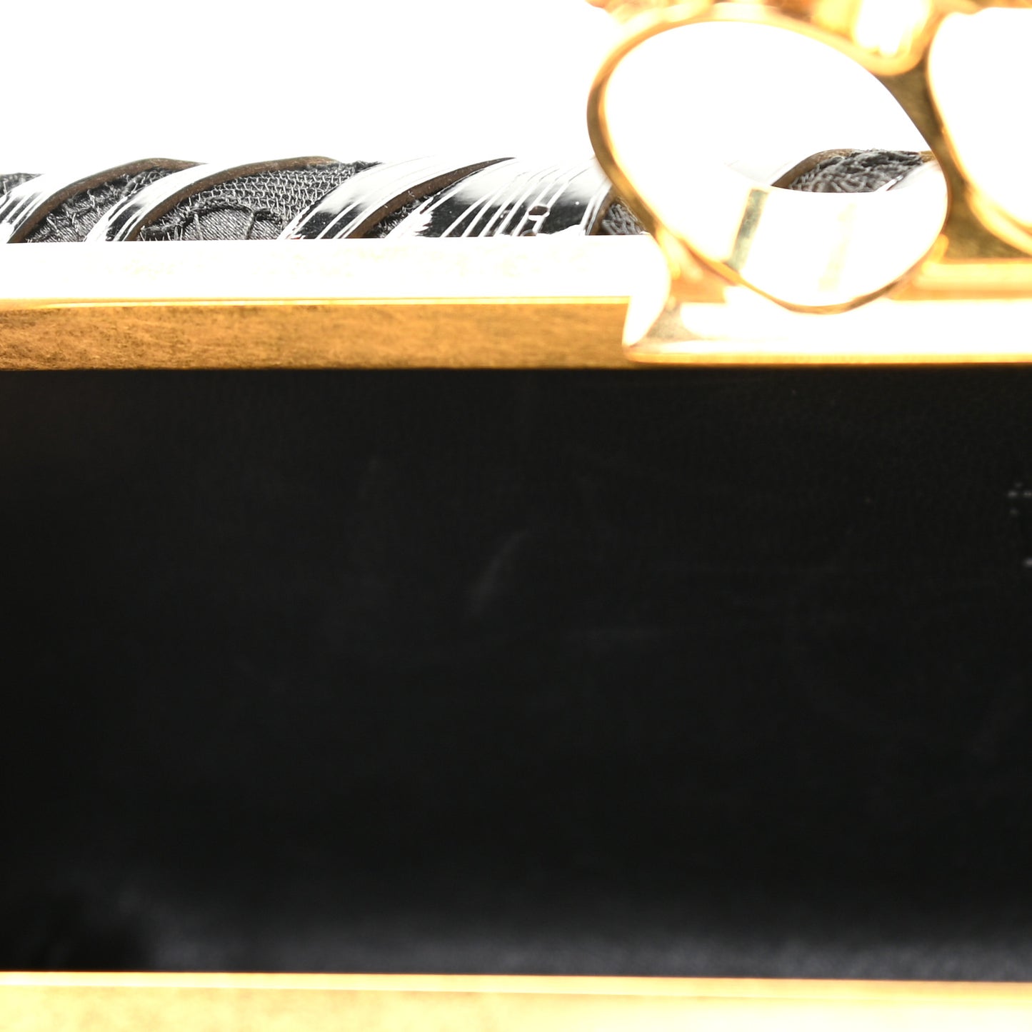 Satin Lace Patent Skull Knuckle Box Clutch Black