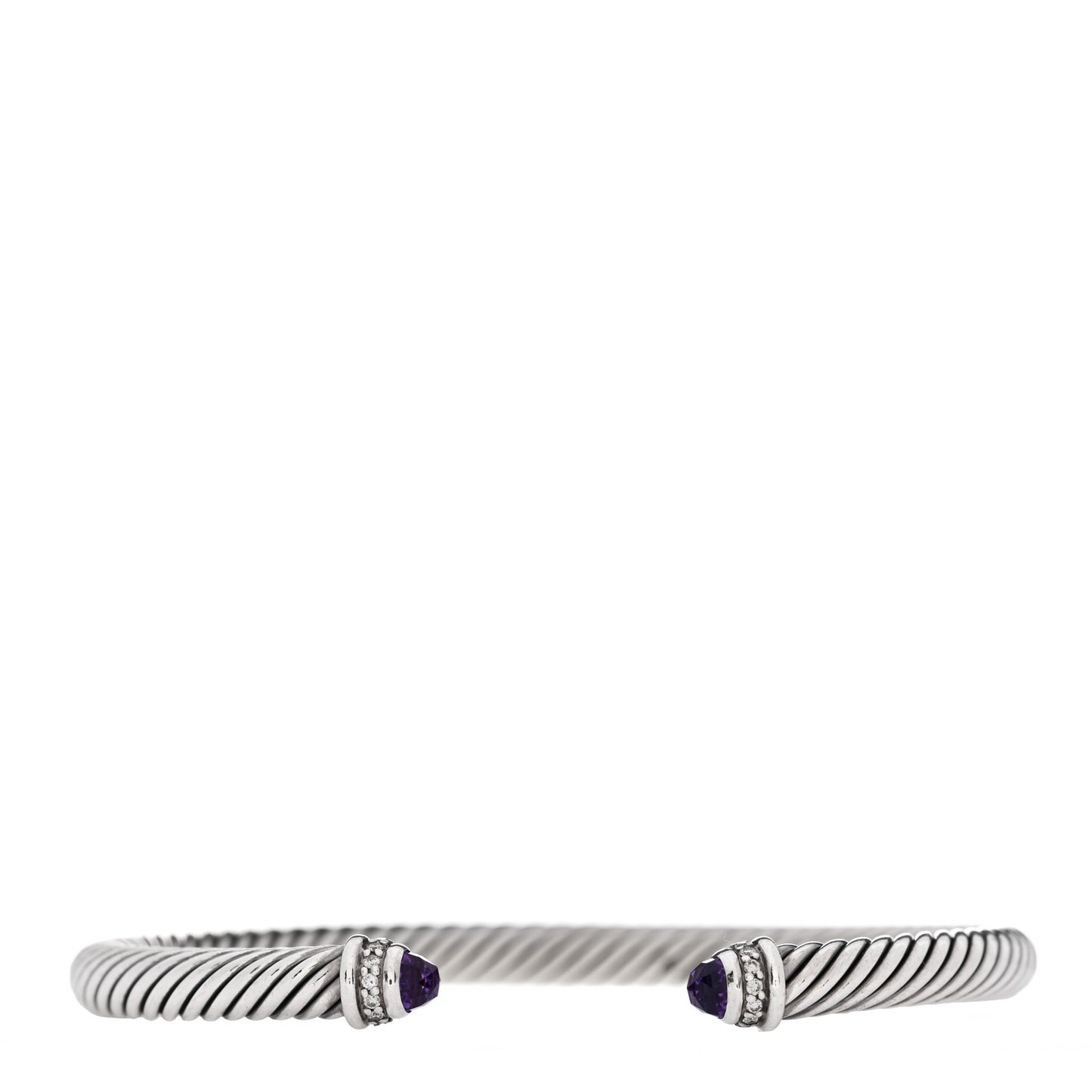 Sterling Silver Diamond Amethyst 5mm Cable Classics Bracelet