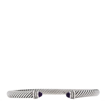 David Yurman Sterling Silver Diamond Amethyst 5mm Cable Classics Bracelet 1 of 3