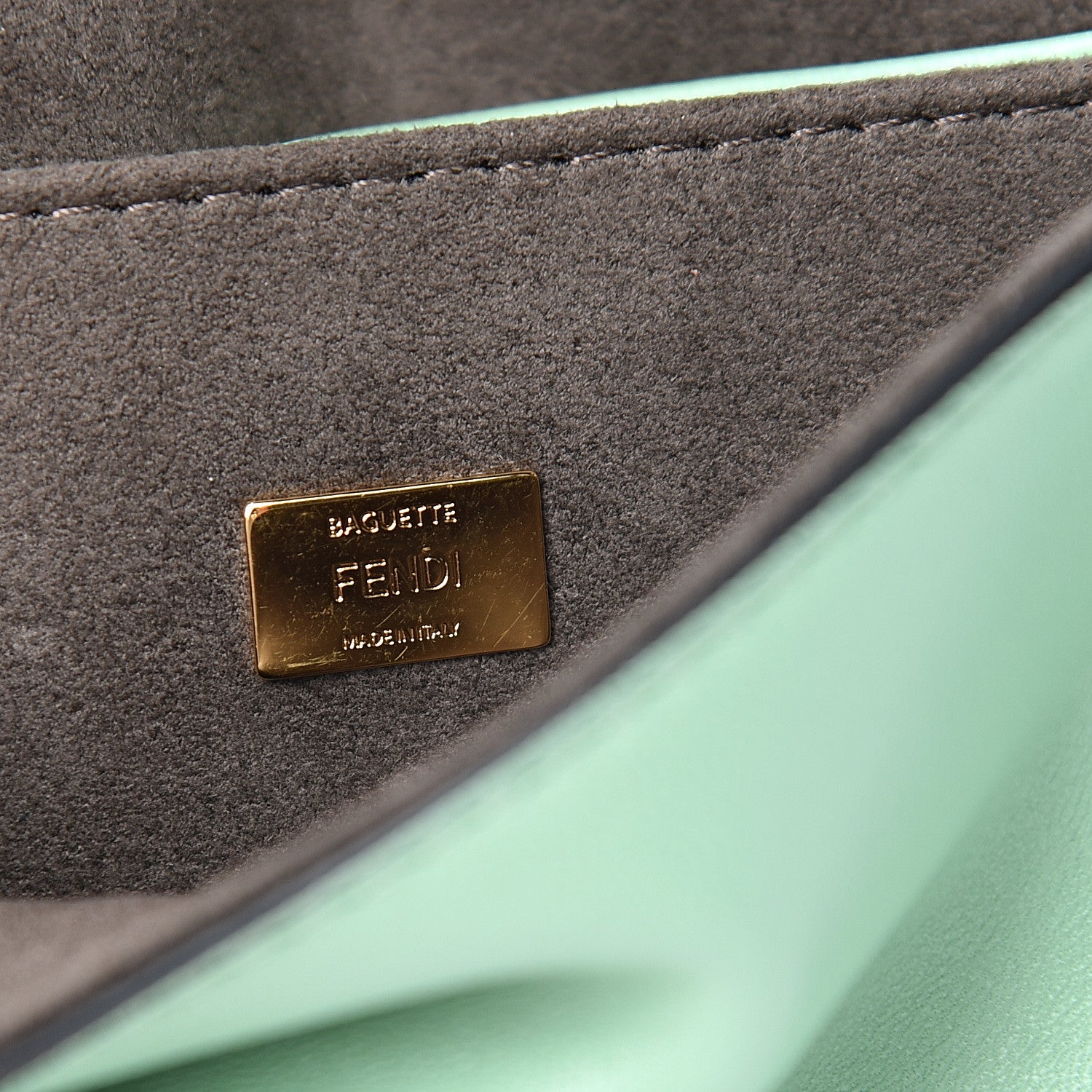 Fendi Shiny Nappa Micro Baguette Verde Acqua 5 of 8